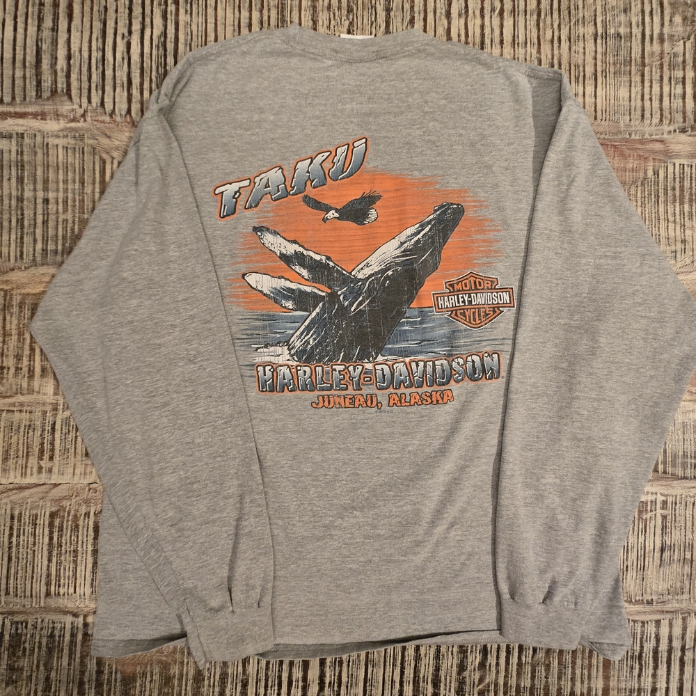Harley-Davidson Gray and Orange Graphic Tee